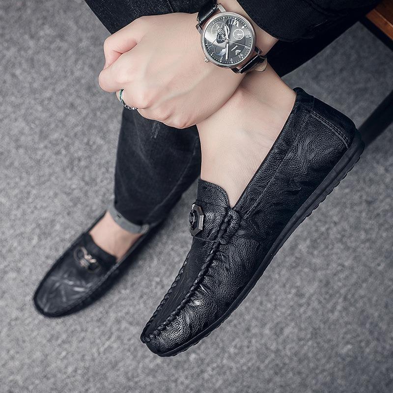 One-pedal Doudou shoes men's soft soles spring new driving overalls casual leather shoes men's shoes