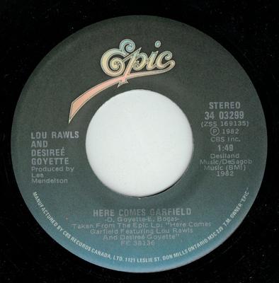 7inch Record LOU RAWLS & DESIREE GOYETTE - Here Comes Garfield 3403299 Epic 1982 Canada Soul/Funk Used