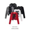 Kaslead New Women Clothes Western Style Fashion Simple and Versatile Bow Sequins Top