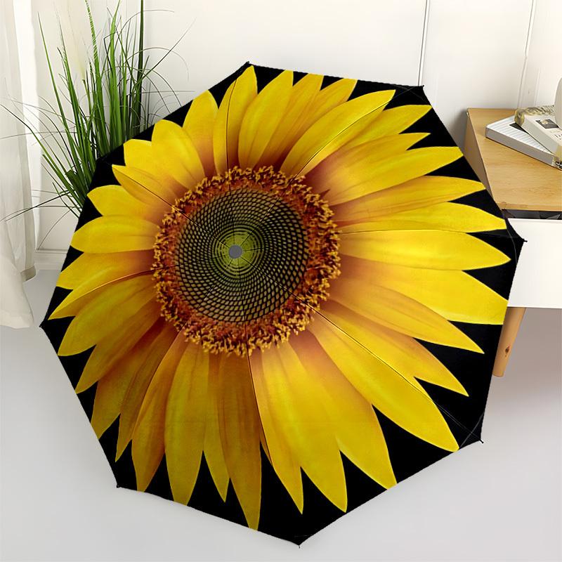 1pc Sunflower Bloom Automatic Open/Close Umbrella Compact Folding Umbrella, All-Season Portable Umbrella for Women/Men F1124268
