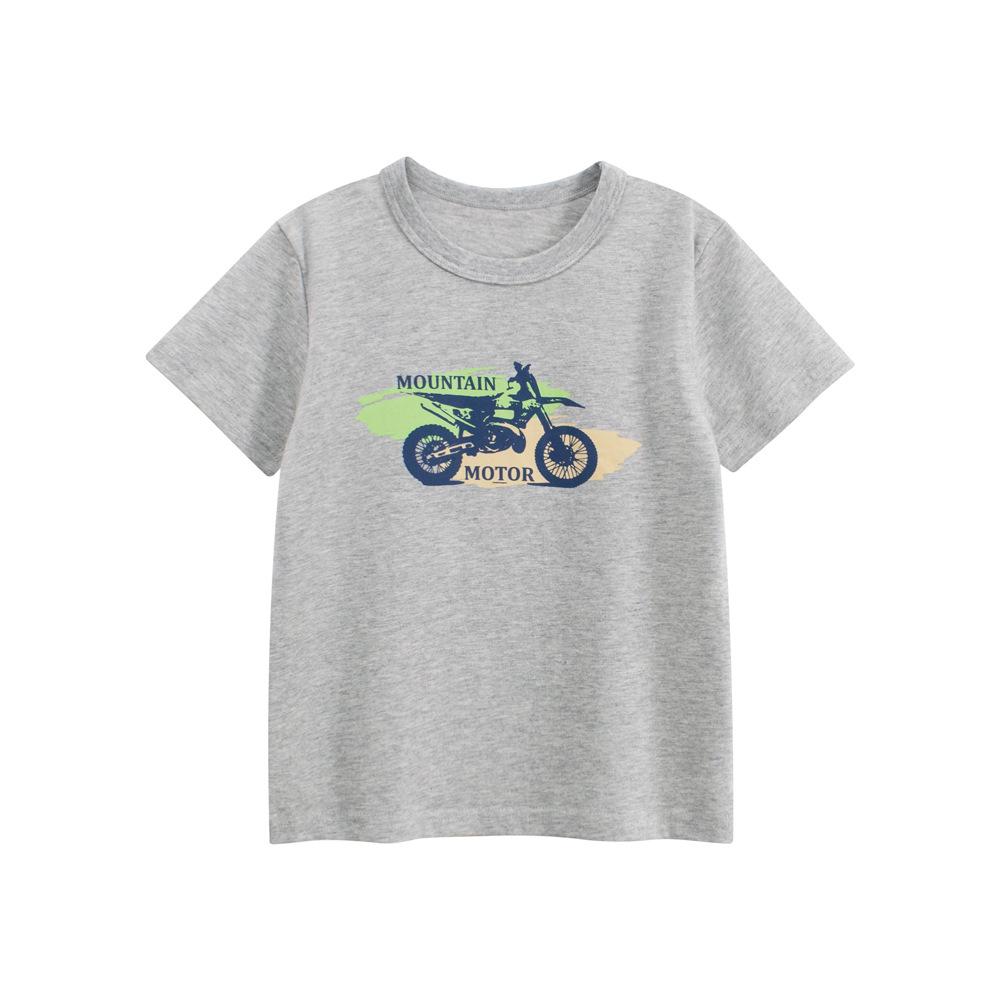 27Kids Korean Style Boys Motorcycle Print Short Sleeve T-shirt - Children s Summer Round Neck Top 100cm