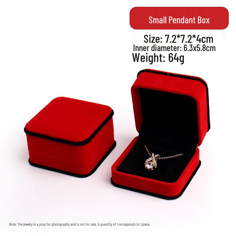 Roter Samt Schmuckschatulle Set: Ring, Anhänger, Armband, Halskette Aufbewahrungs- und Geschenkbox