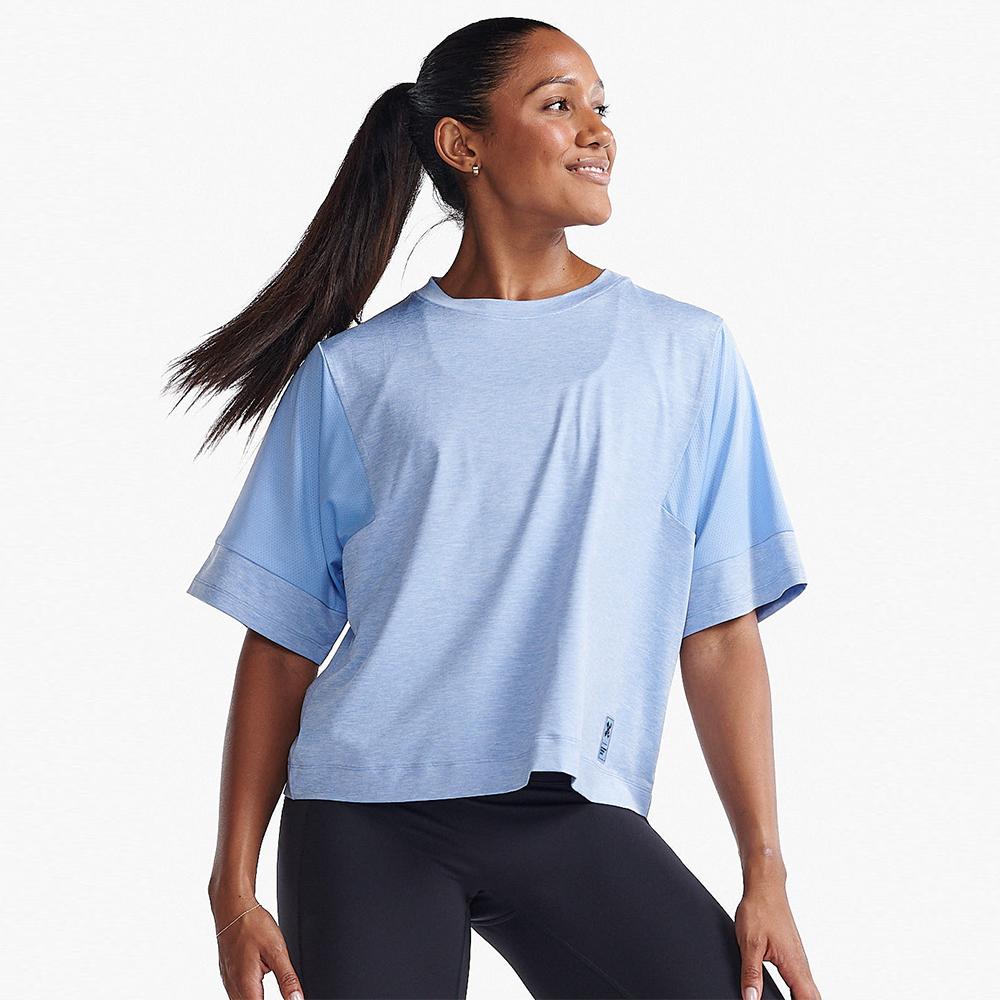 Tutaimjeuyu Women'S Motion Sports Mesh Short Sleeve Tee Sky Blue_Wr7234Ahyg-Wht