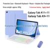 Samsung A11 Plus Tablet Case with Colorful Bluetooth Keyboard & A9+ Silicone Leather Protection