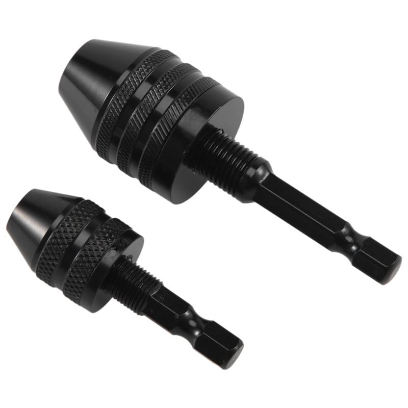 A95I-2Pcs Hex Shank Keyless Drill Chuck, Screwdriver Converter Drill Adapter Quick Change Drill Bits Tool(0.6-8Mm, 0.3-3.6Mm)