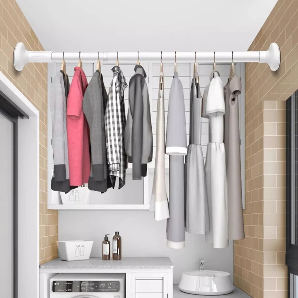 1Pcs No Punch Nail-free Telescoplc Clothing Rod  for Bedroom Curtain Wardrobe Closet