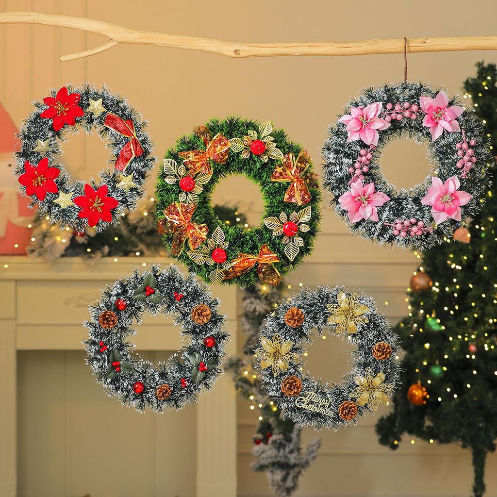 Cross-border Pine Needle Christmas Wreath Garland for Hotels & Malls