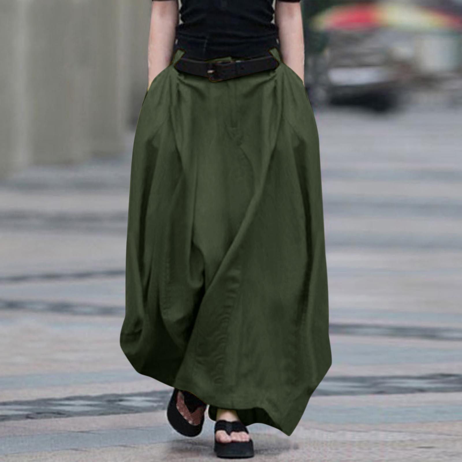 

Женская Модная Цветная Юбка с Пуговицами и Карманами, Большая Расклешенная Юбка, Юбка А-силуэта, Юбка с Высокой Талией, Юбка Средней Длины L