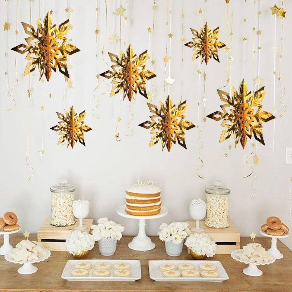 6Pcs/Set DIY Christmas 3D Paper Snowflake Pendant Three-dimensional Christmas Decorations  Gifts