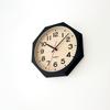 KATOMOKU Muku Clock 15 Octagonal Black Wall Clock with Continuous Second km-107BKRC8 Hand, 30.0cm (Radio-Controlled Clock)