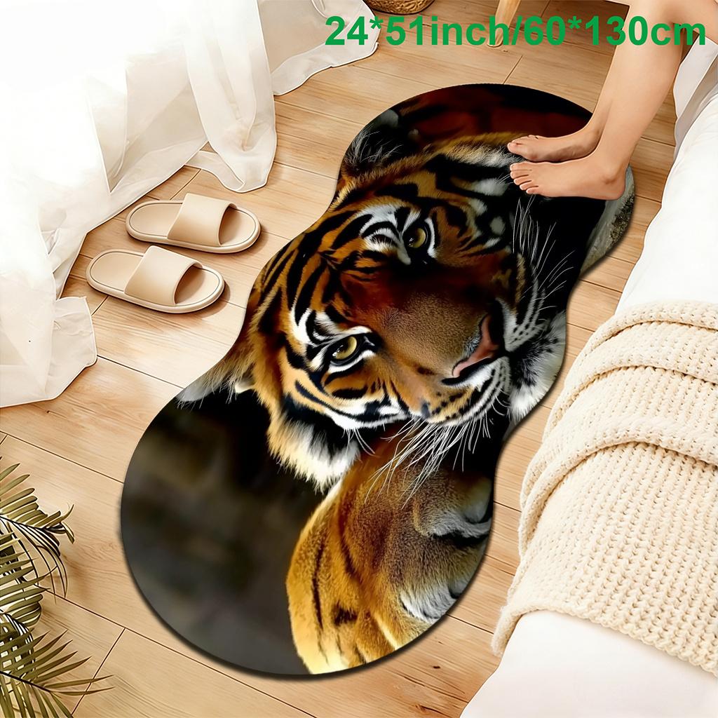 1pc Luxury Majestic Tiger Carpet, Durable Non-Slip Washable Indoor Rug For All Seasons, Halloween Thanksgiving Christmas Decor
