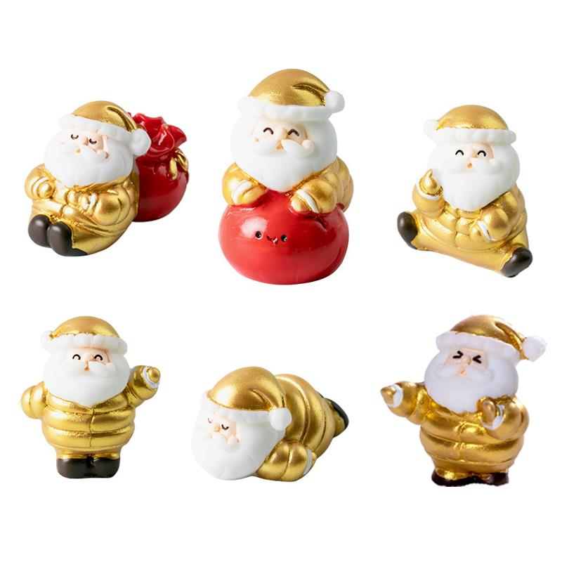 2-12pcs/Set Christmas Miniature Santa Claus Sled Reindeer Gift Train Terrarium Figurines Fairy Garden Decor Snow Landscape Model