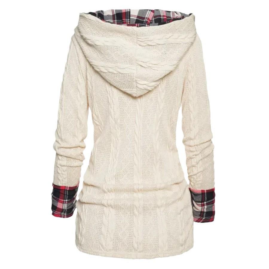 Dámský pletený svetr s kapucí - Pulovr s dlouhým rukávem, ležérní mikina 2023