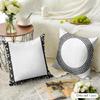 Geometric Embroidery Cushion Cover Natural Linen Organic Fabric Double-Sided Printing Breathable Perfect For Home Decor