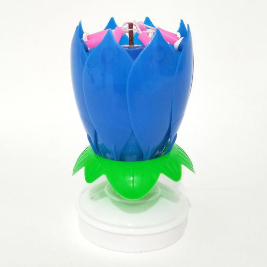 Lotus Candle Solid Paraffin Colored Flower Shape Flat Bottom Rotating Electronic Candle Birthday Cake Music Candles Party Supplies