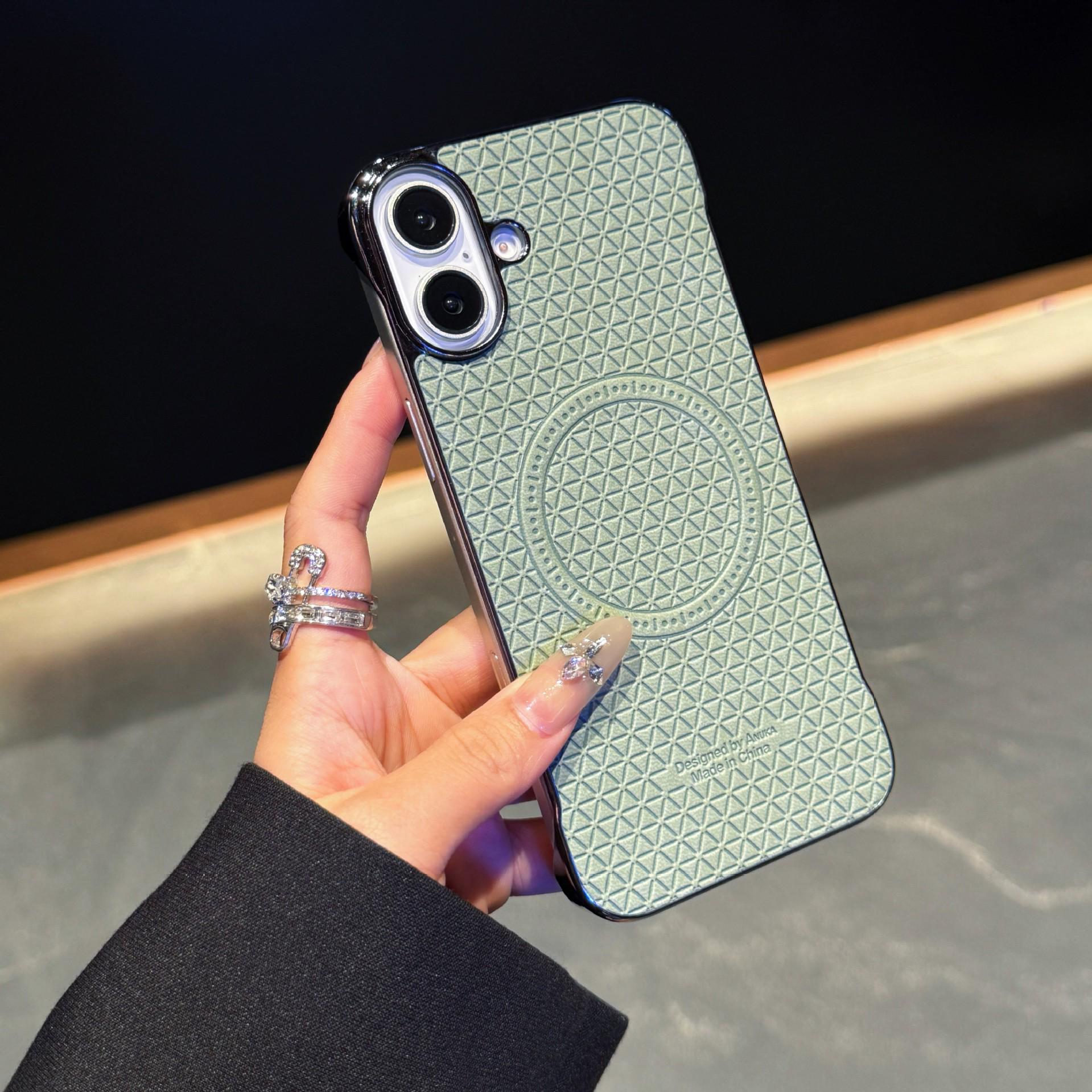 

Compatible with iPhone 16 Plus: Borderless Magic Cube Leather Plaid Phone Case, iPhone 16 Minimalist Naked Phone Case. iPhone 15 Pro Max