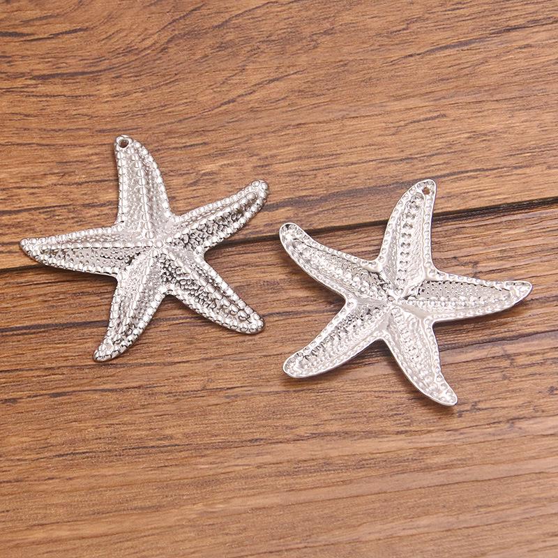 Bi-Color 304 Stainless Steel Starfish Pendant with Real Gold Electroplating