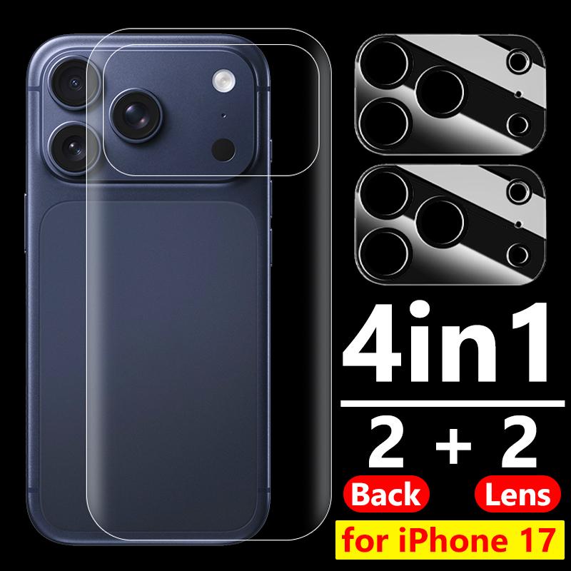 Back Hydrogel Film & Camera Lens Tempered Glass Protectors for IPhone 17/17 Air/17 Pro/17 ProMax Back Cover Anti-scratch Films