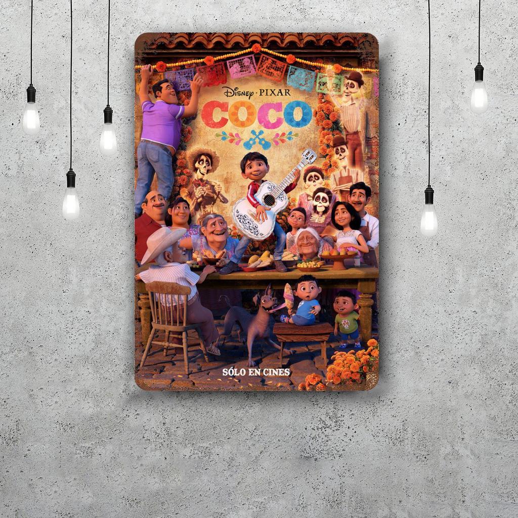 MINISO Coco Classic Poster Rusty Metal Plaque Retro Decorative Plate Bar Man Cave Garage Club Metal Sign Wall Decoration