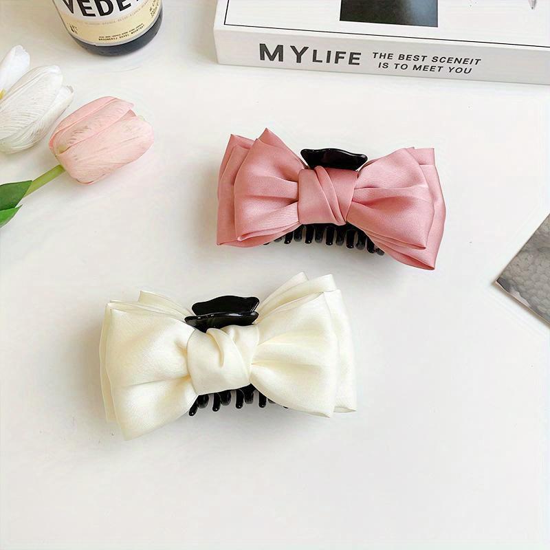 Black Double-sided Bow Tie Grab Clip Shark Clip and Jennie's Same Style Curly Hair Clip Back Head Headdress Hair Accessory