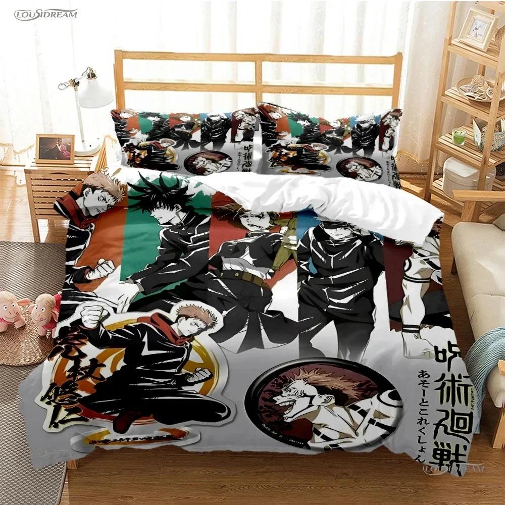 Carton Anime Jujutsu Kaisen 4 Season Bedding Set Print With Pillowcase Bed Duvet Cover Soft Single Double Queen Super King Size
