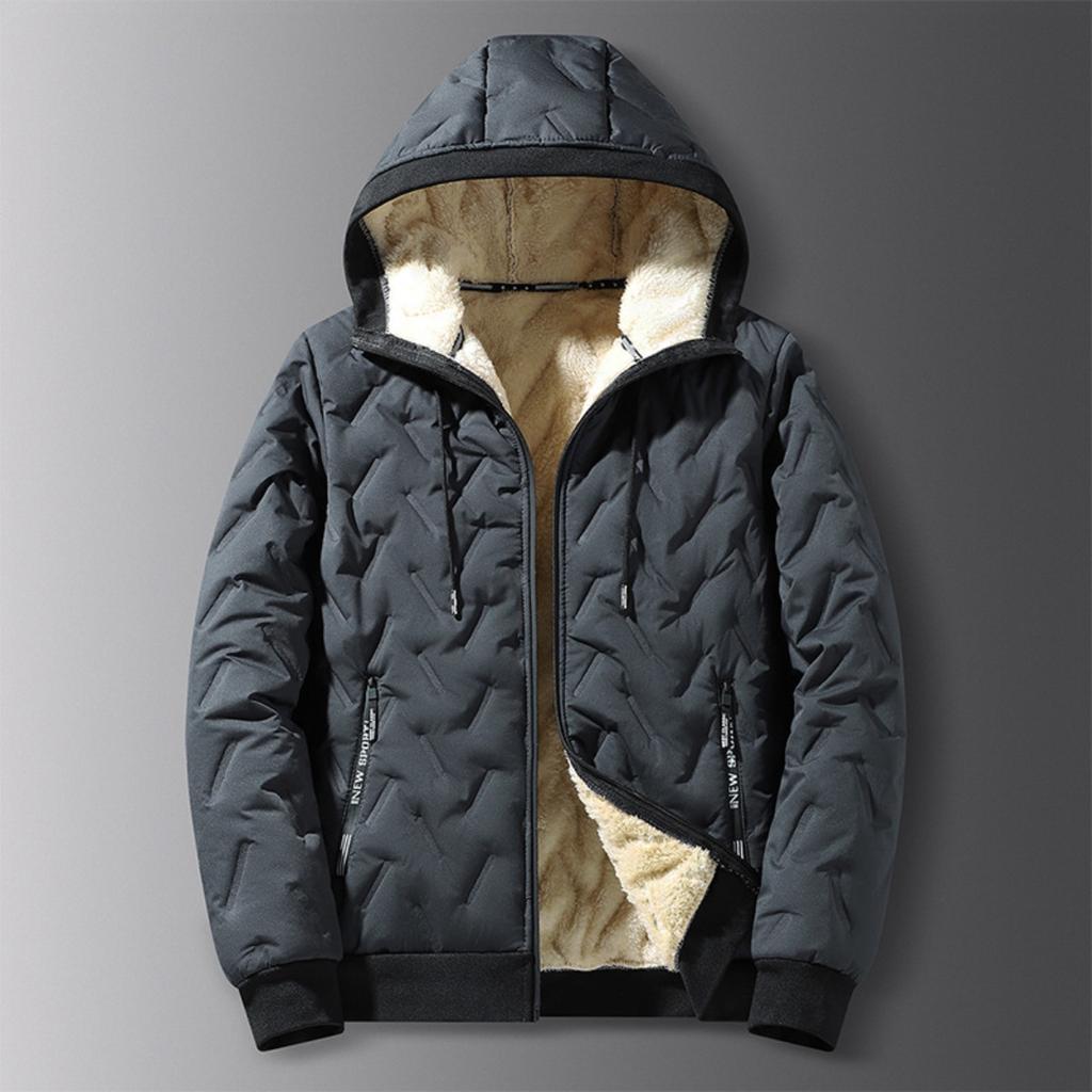 Cotton Jacket Men's Thick, Plus Size Men's Mid To Long, Down Cotton Jacket with Added Fleece and Increased Thickness for Warmth