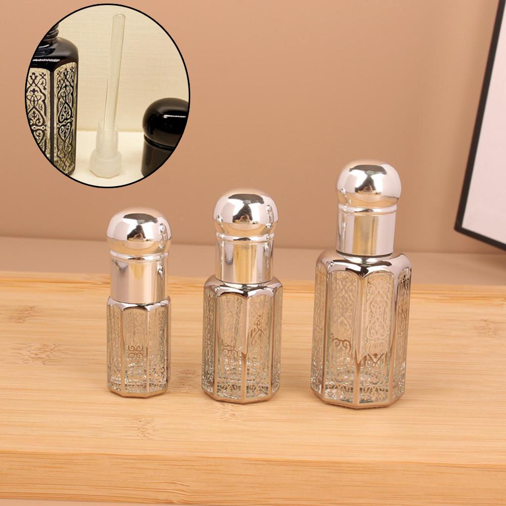 3ml 6ml 12ml Electroplated Carved Colored Glass Roll on Bottle Sample Test Essential Oil Vials with Roller Refillable Bottles