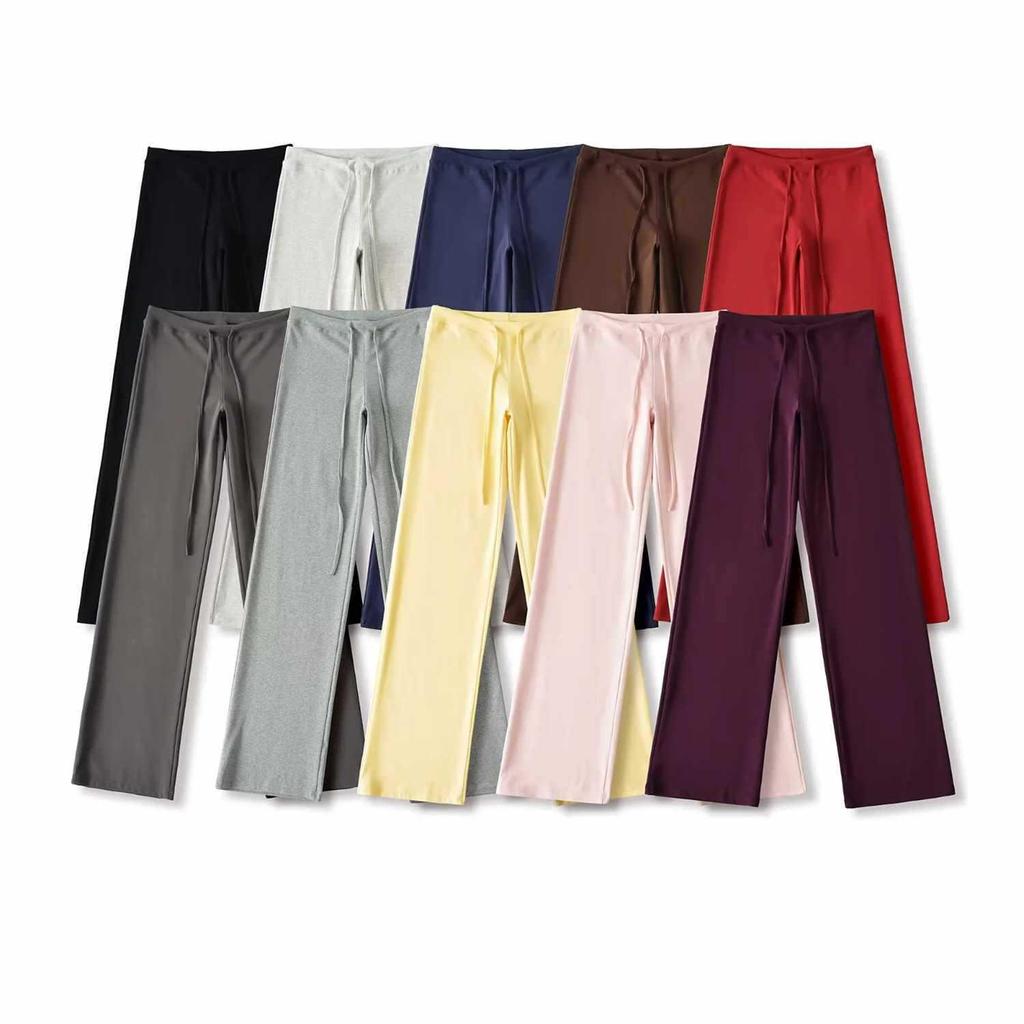 Women's High-Waisted Drapey Drawstring Pants – Casual, Loose-Fit, Mid-Low Waist Sweatpants for Home, Yoga, & Autumn Comfort.