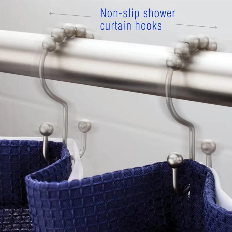 12 Pack Rust Proof Metal Shower Curtain Hooks Double Glide Curtain Rings for Bathroom Shower Rods