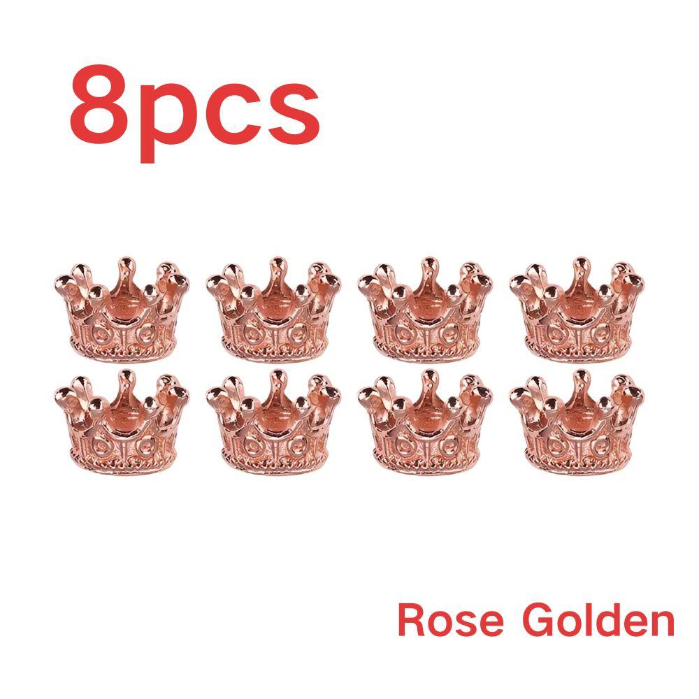 8pcs Mini Crown Spacer Beads, Multicolored Vintage DIY Jewelry Making Accessories, Doll House Miniature Crafts Decor YMY