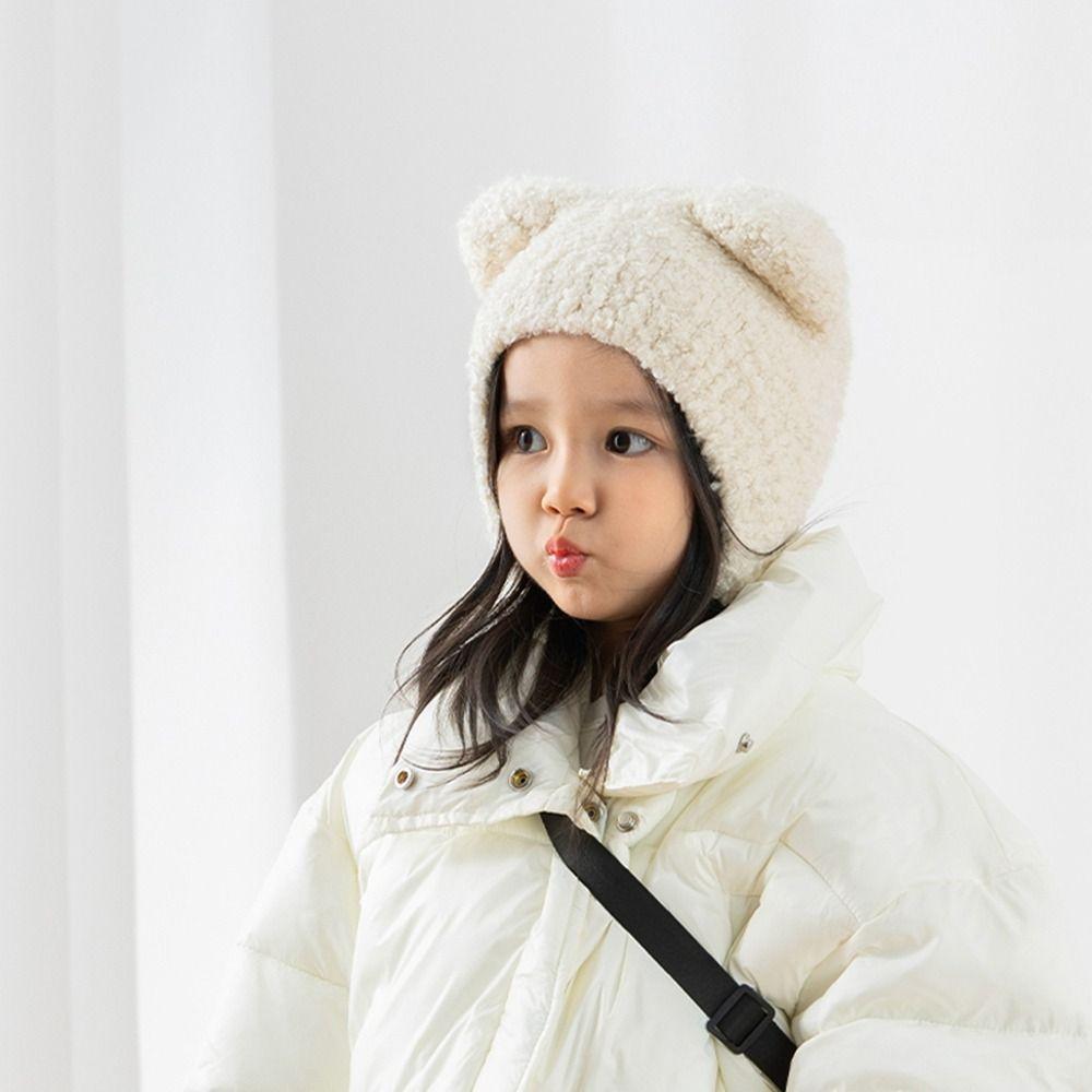 Y2K Children Hat Warm Cute Knitted Hat Fashion Bear Ears Beanie Hats  Girls