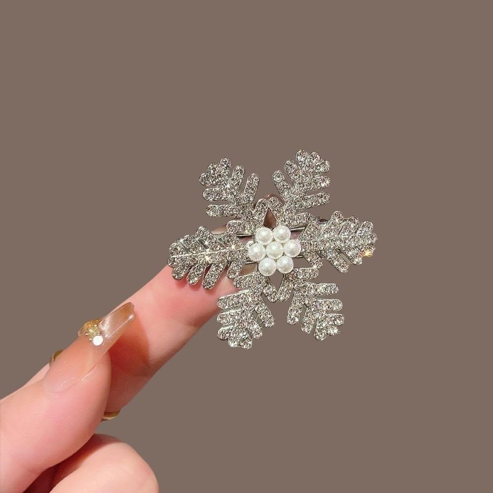 Sliver Hair Barrettes Pearl Hairpins Fashion Snowflake Hair Clip  Christmas Hair Accessories