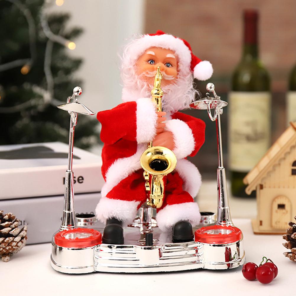 Christmas Santa Claus Electric Music Instrument Playing Music Doll Xmas Toy Party Ornaments Gift For Kids Home Decoration