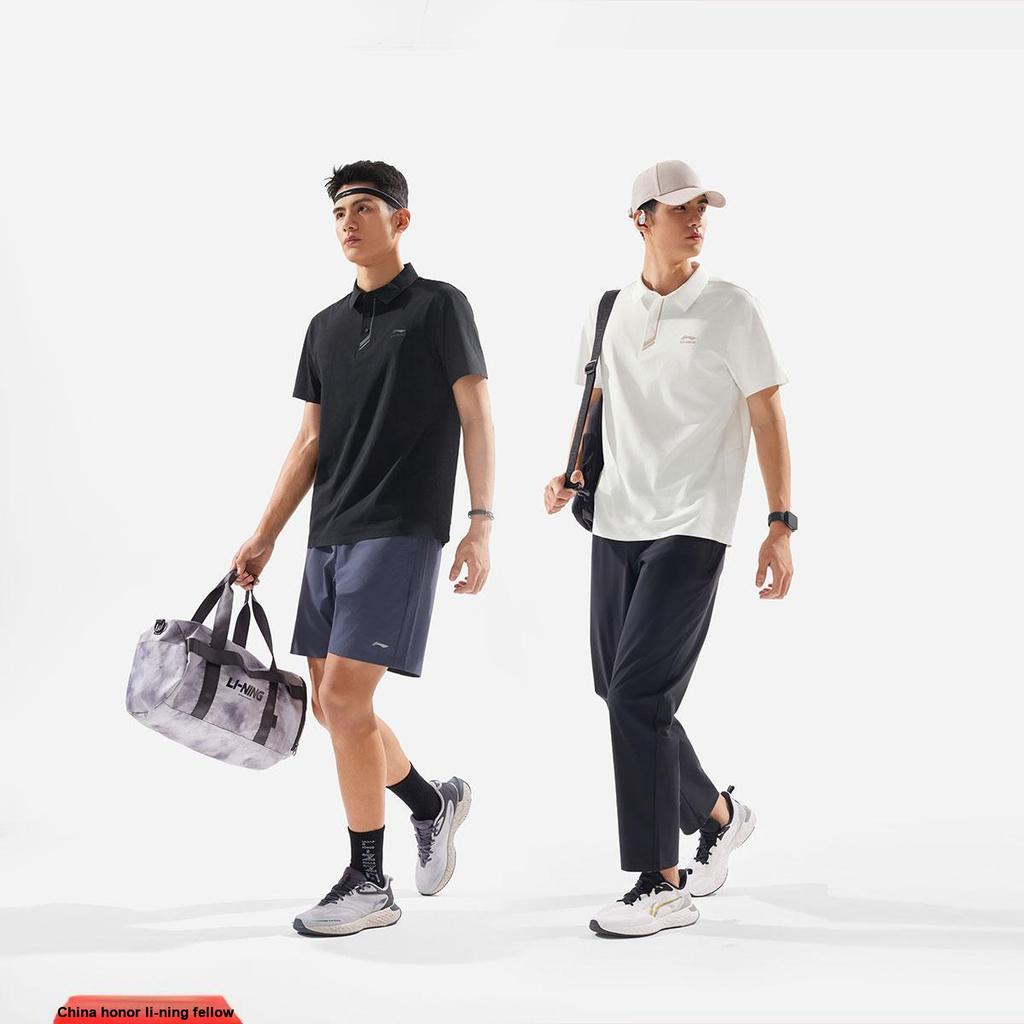 Li Ning Glory Series Sportmode Veelzijdig Casual Ademend Letter Korte Mouw Poloshirt Heren Poloshirts Wit APLV673-1