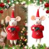 Handmade Holiday Animal Figurines Felt Mouse Christmas Ornament, Wool Mice Hanging Decoration, Cute Needle Ornament Felted Doll Pendant for Xmas Tree,