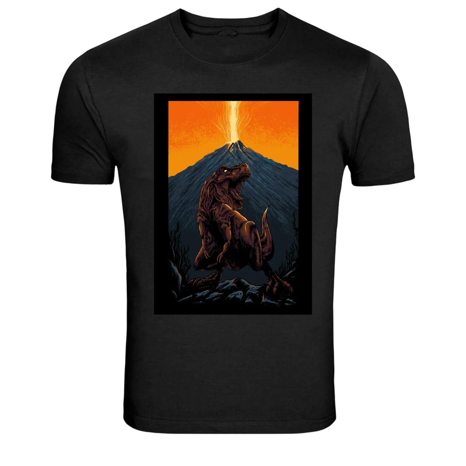 Volcano T-Rex Dinosaur Eruption Prehistoric Graphic T-Shirt M