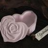 Handmade Creative Diy Heart Shape Rose Storage Box Silicone Mold with Lid DIY Carved Rose Candle Jar Concrete Cement Mould Epoxy
