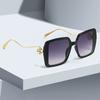 Sunglasses For Women Gradient Blue Yellow Frame Glasses Unique Double Frame Design Golden Spherical Decoration Modern Fashion