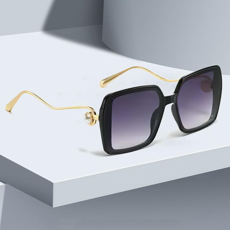 Sunglasses For Women Gradient Blue Yellow Frame Glasses Unique Double Frame Design Golden Spherical Decoration Modern Fashion