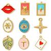 3pcs/Lot Stainless Steel Enamel Heart Poker Lip Necklace Pendants Star Cross Sun DIY Charms Women Starfish Jewelry
