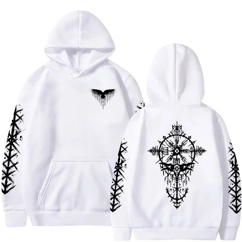 2025 Hot Sale Hoodie for Man Autumn Winter Daily Casual Sporty Jogging Sweatshirt Raven Rune Pattern Fashion Pullover
