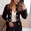 Women's Fashion Cuff Button Small Suit Double Button Cardigan Top