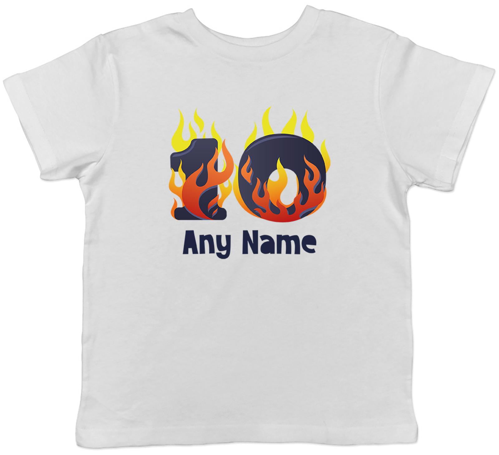 Personalised Number Day Flame Digit 10 Ten Kids T-Shirt Boys Girls Gift 100