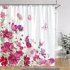 Watercolour Floral Print Shower Curtain Gorgeous Floral Rustic Flower Polyester Fabric Shower Curtains Bathroom Decor with Hooks