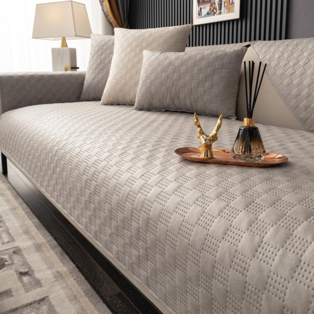 Sofa Cushion, Four-season Universal Technology Cloth, Modern High-end Light Luxury Waterproof and Non-slip Cushion, Non-stick Fur Seat Cushion Cover