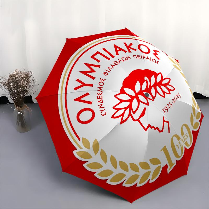 Olympiacos, Anniversary Automatic Opening and Closing, 8 rib Structure Portable Umbrella, Suitable for Men and Women in All Seasons Perfect