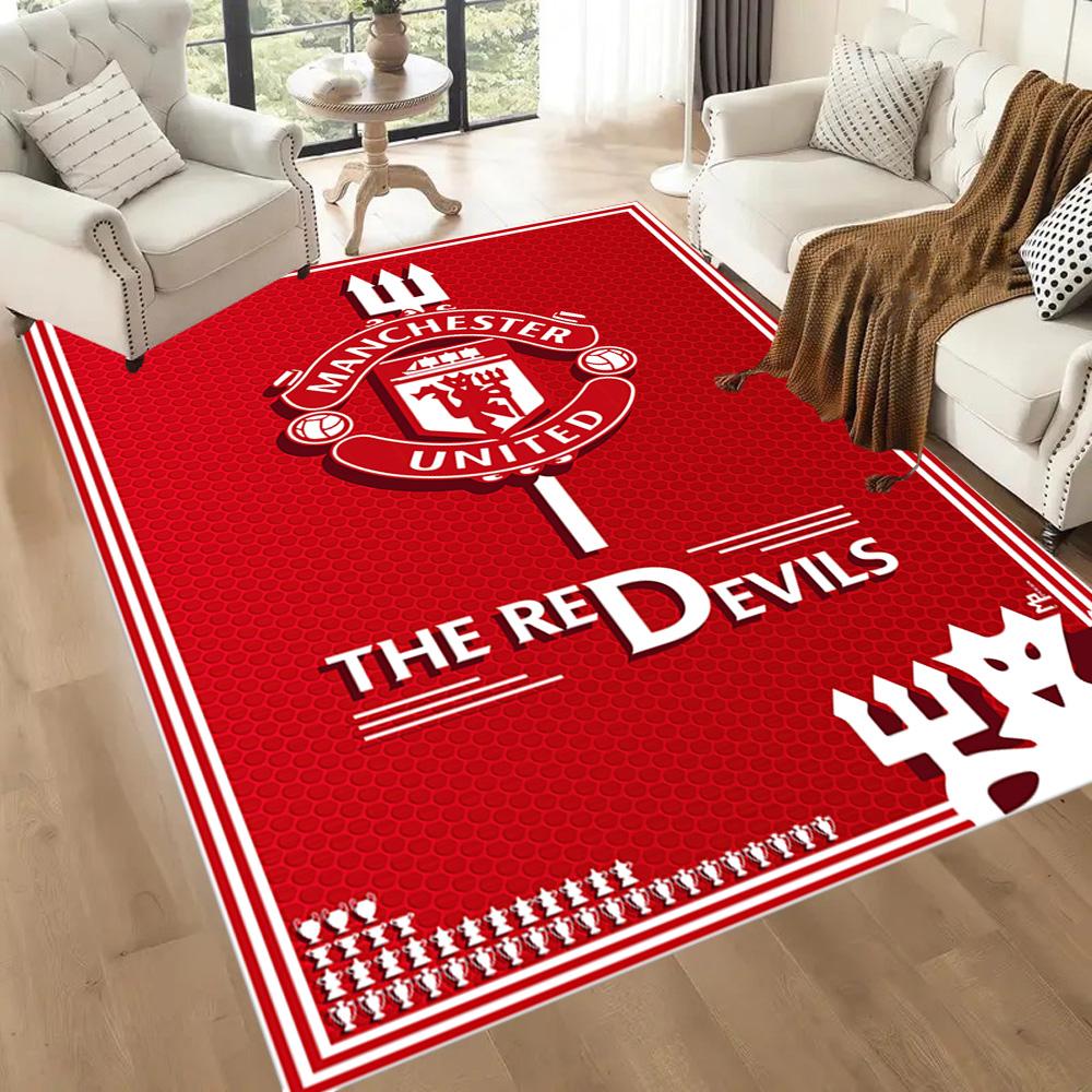 Manchester Logo Square rugs are a great choice for living rooms, bedrooms, home décor, and as gifts.