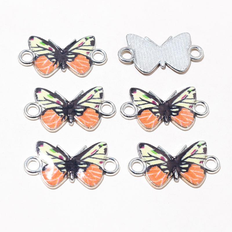 10pcs 14x16mm Acrylic Butterfly Charms Alloy Metal Charm Pendant For Necklace Bracelet DIY Jewelry Making Accessories Findings