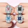 Creative Ring Watch for Men Women, Square Dial Alloy Finger Watch, Fashion Couple Finger Ring Watches Jewelry Gift