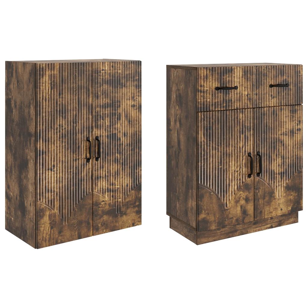 Cabinet Set 2 Pcs Smoked Oak Wood Material